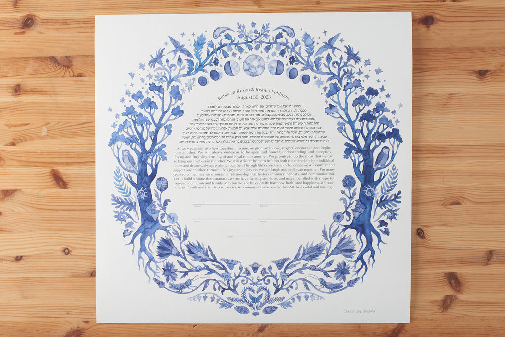 Indigo Celestial Wreath Ketubah | Tallulah Ketubahs | Claire Luce Balddwin