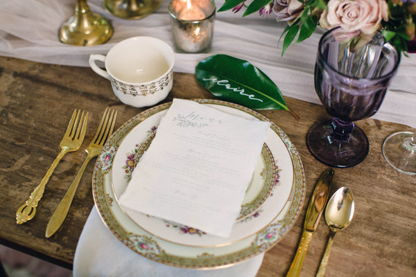 English Garden Party Styled Shoot at Bolingbroke Mansion | Tablescape and Place Setting | Tallulah Ketubahs