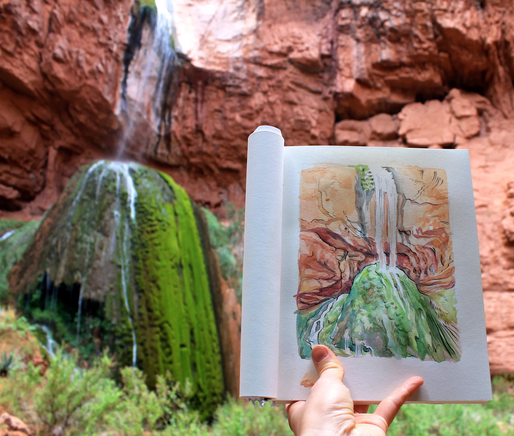 Ribbon Falls Plein Air Painting | Tallulah Ketubahs | Claire Luce Baldwin