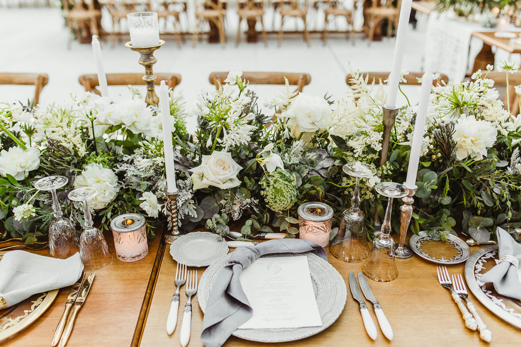 Celine & Jad - Luxury Bespoke Destination Wedding in Spetses Island, Greece | Romantic Floral Tablescape | Tallulah Ketubahs