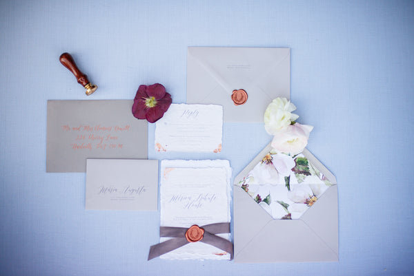 My Favorite Things Styled Shoot at the Merion Tribute House | Calligraphy Wedding Invitation Suite | Tallulah Ketubahs