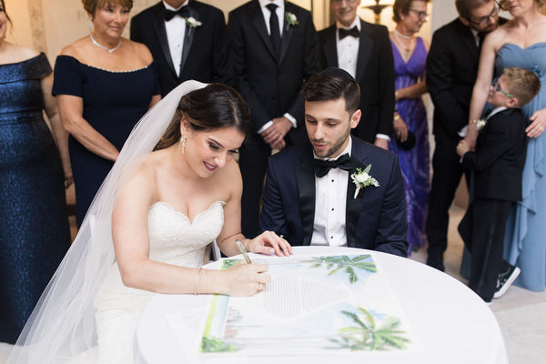 Nicole & Dan's Modern Jewish Wedding in Hartford, CT | Signing of the Custom Ketubah | Tallulah Ketubahs