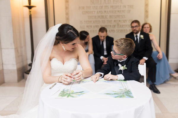 Nicole & Dan's Modern Jewish Wedding in Hartford, CT | Signing of the Custom Ketubah | Tallulah Ketubahs