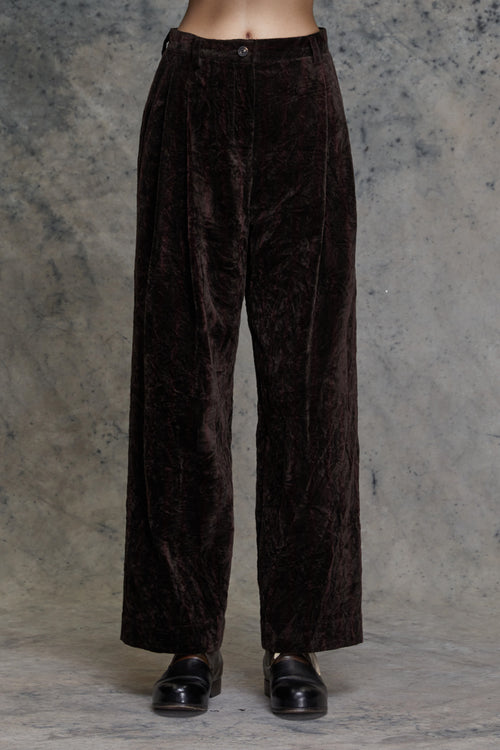 Ziggy Chen crushed-velvet wide-leg trousers