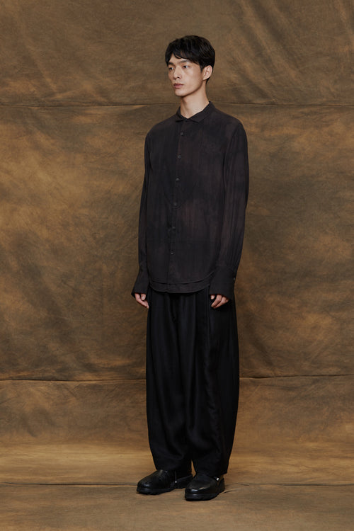 SHIATZY Chen Mandarin-Collar Shirt - Brown - Size: Regular - Female