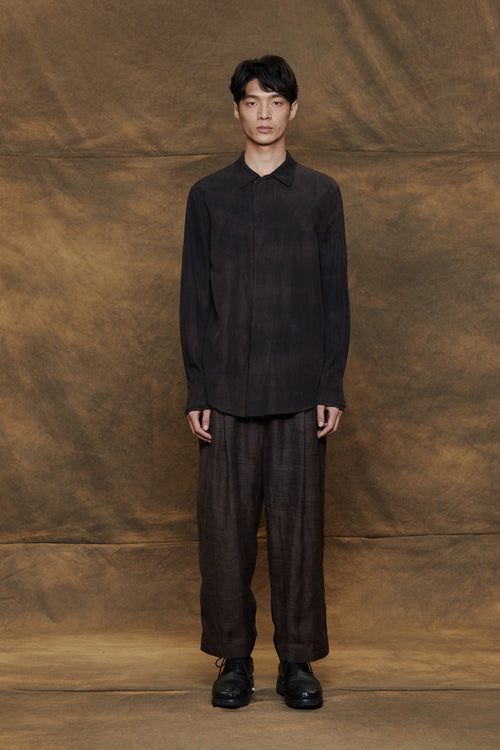 SHIATZY Chen Mandarin-Collar Shirt - Brown - Size: Regular - Female