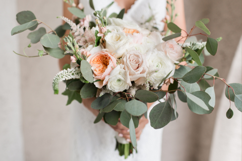 sage green and blush pink bridal bouquet