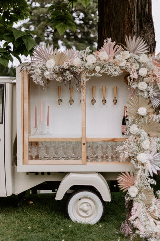Flower Forecast: 2023 Wedding Trends little bar cart
