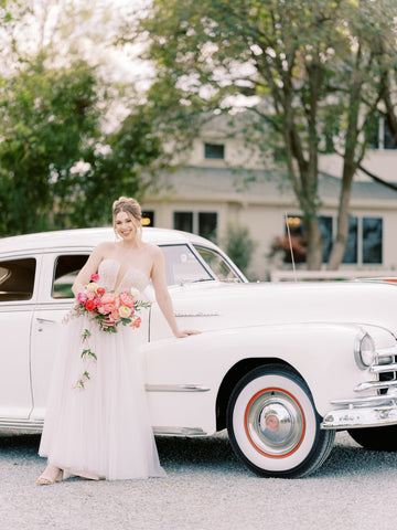 Flower Forecast: 2023 Wedding Trends vintage car for reception decor