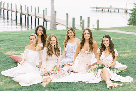 Barbicore Wedding Inspiration girls at bridal shower with barbiecore inspiration, pink flowers, and pink dresses