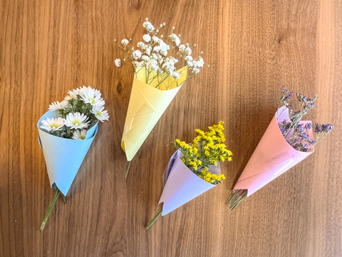 mini paper cone flower arrangements