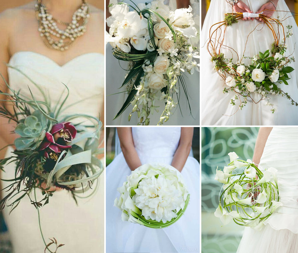 a collage contemporary and modern types of wedding bouquets 