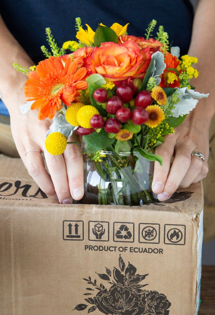 Keep flowers fresh in their vase of water, and place them in your carrier for transport