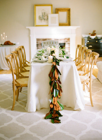 magnolia garland as table runner