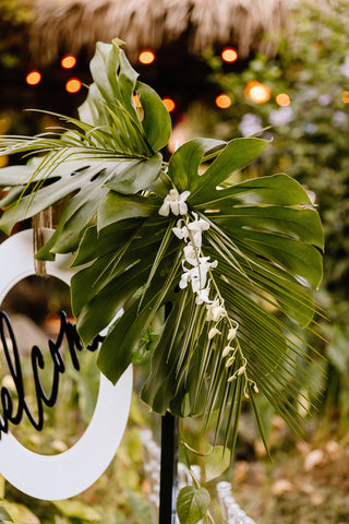 tropical greenery wedding monstera leaf