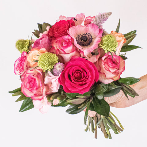 pink rose and anemone bouquet