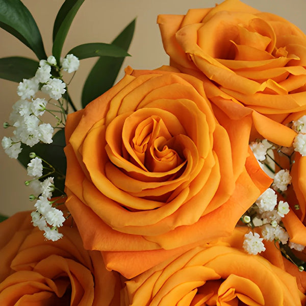 White Roses with Orange Glitter - Bulk  Wholesale Glitter Roses – Flowers  For Fundraising