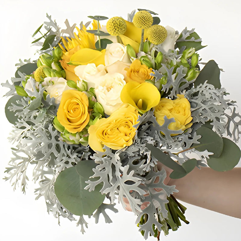 yellow roses wedding bouquet