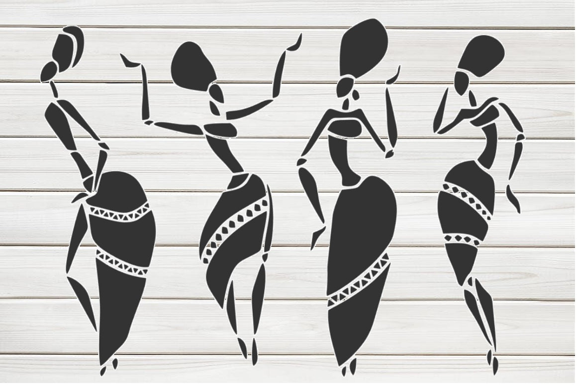 African Women Tribal Stencil Model Image Design Print Digital Download