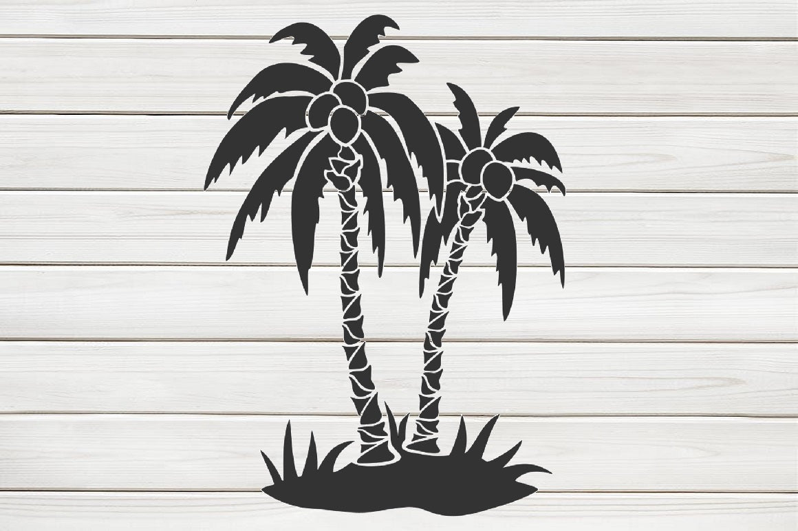 two palm coconut tree stencil model image design print digital downloa