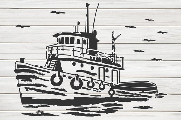 Sea Fishing Boat Stencil Model Template Design Print Digital Download Giwuart