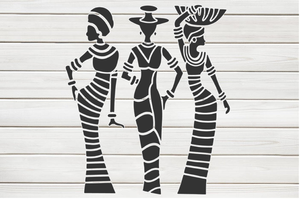 Tribal African Women No5 Stencil Template Design Print Digital Downloa
