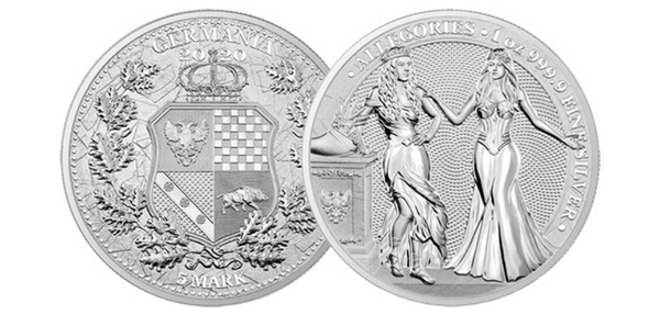the allegories italia&germania silver coin