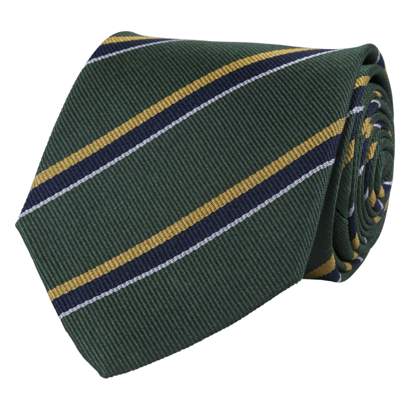 Billede af Slips, grønt med regiment striber, silke