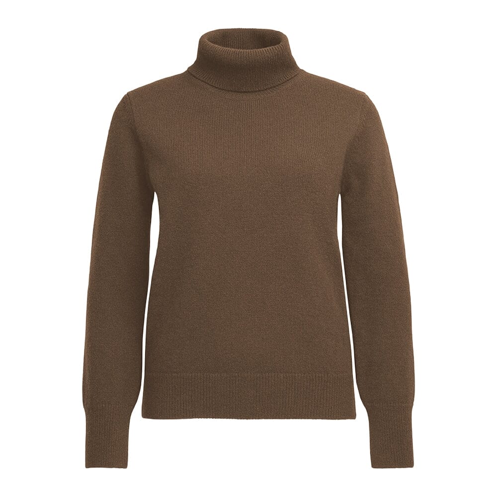 Se Franken & Cie Ladies Roll Neck Sweater, karamelbrun rullekravesweater - 42 (XL) hos Godsejeren