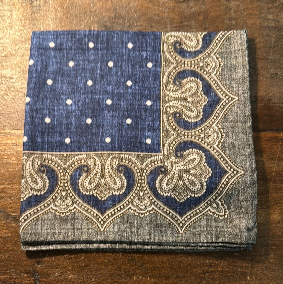 Billede af Pocket square charmeklud, blå mønstret, bomuld