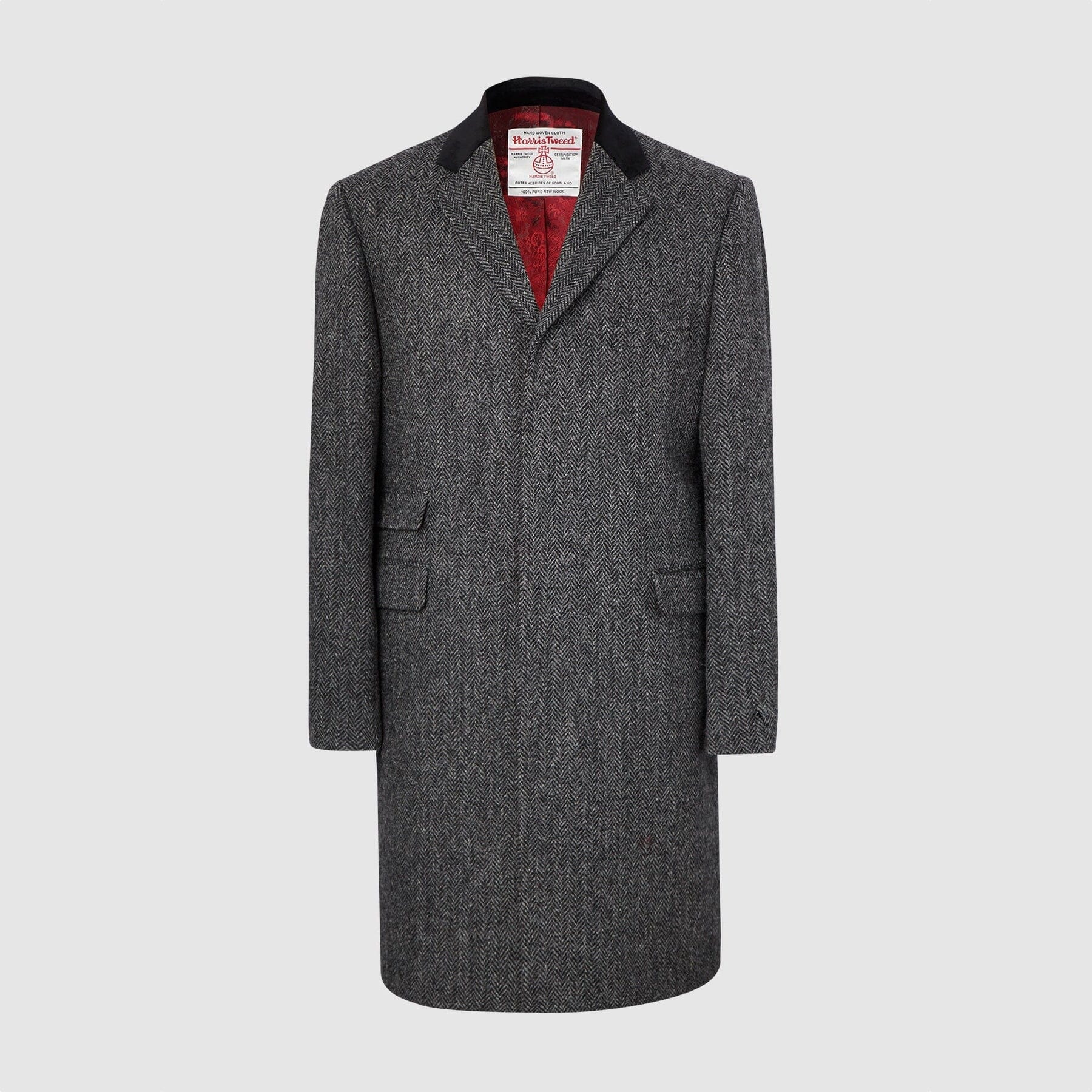 Billede af Chelsea Mens Overcoat frakke, grå herringbone, Harris Tweed - 40 UK (50 EU)