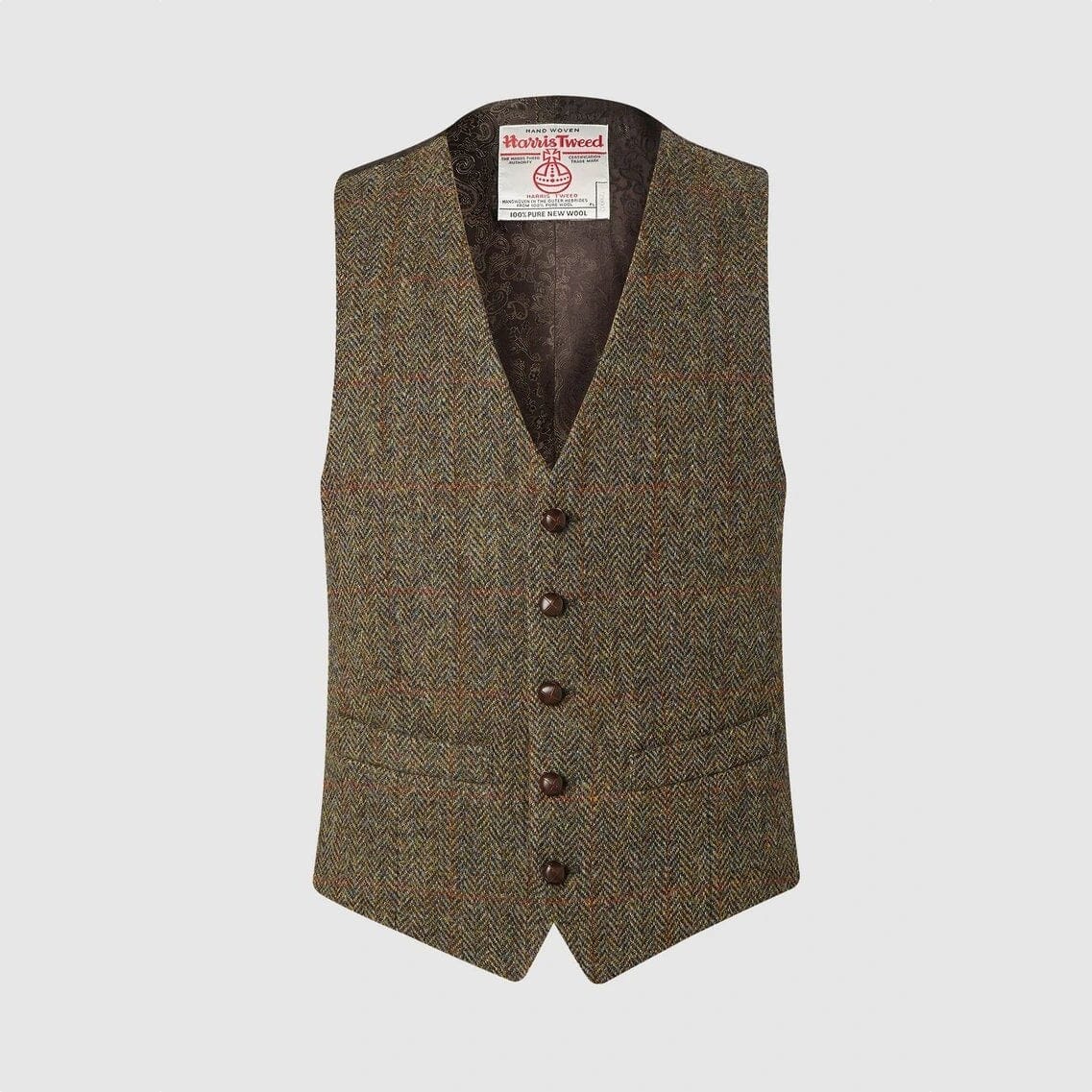 Se Iain vest, brun, Harris Tweed - 40 UK hos Godsejeren