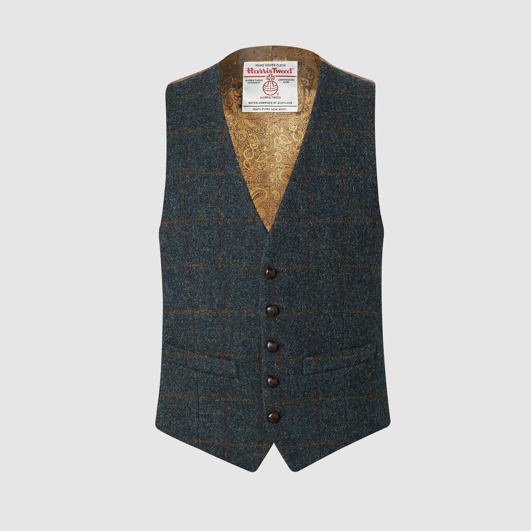 Billede af Iain vest, blue multi, Harris Tweed - 44 UK