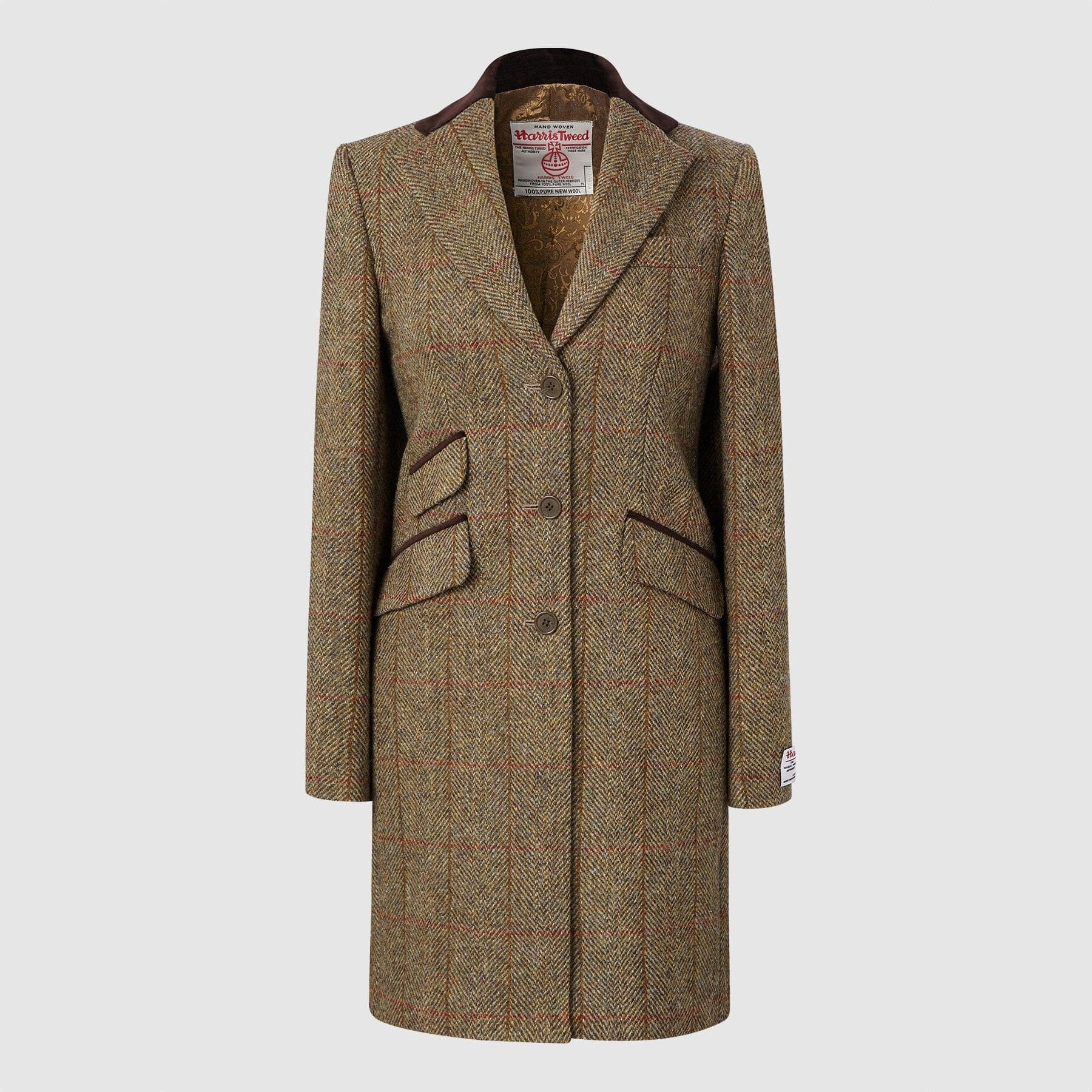 Se Tori 3/4 Ladies Coat frakke af Harris Tweed, mustard - 14 (L) hos Godsejeren