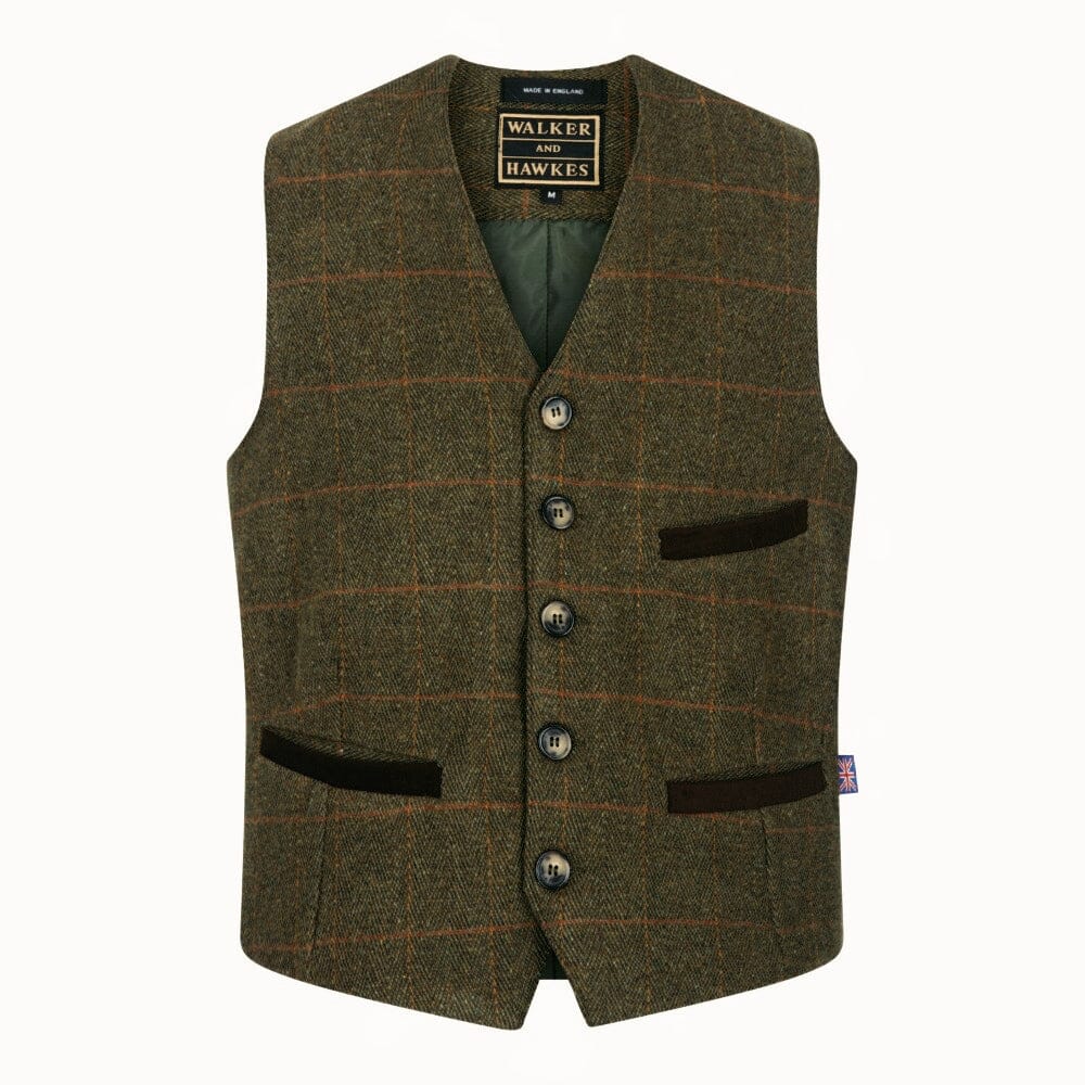Se Alcott Tweed Formal Waistcoat, vest, mørk grøn - XL hos Godsejeren