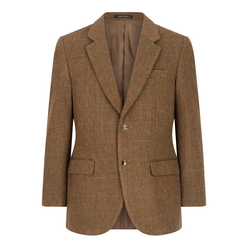 Se Windsor mens blazer, tweed, brun m rød stribe - L (UK42/EU52) hos Godsejeren