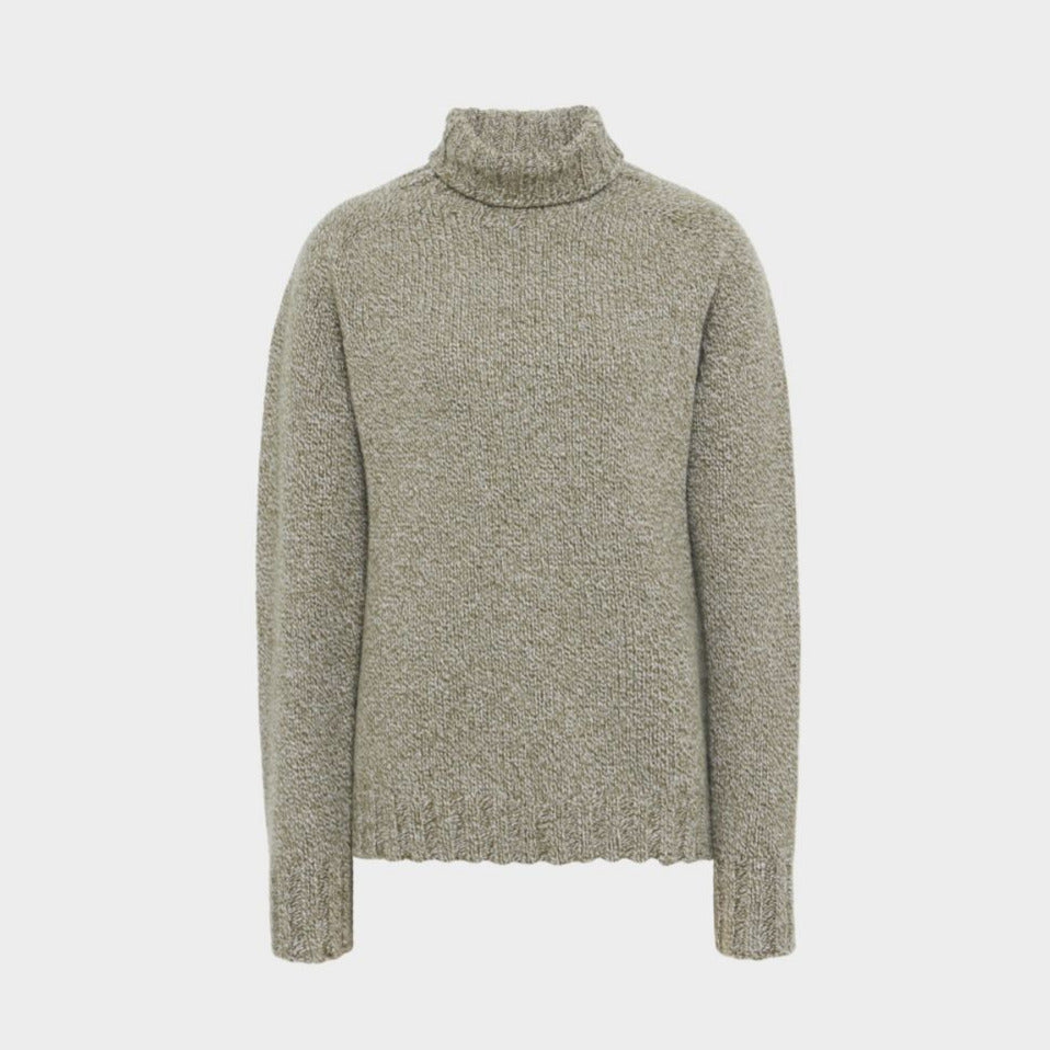 Billede af Lambswool Chunky Roll Neck rullekravesweater, Moss Marl - L