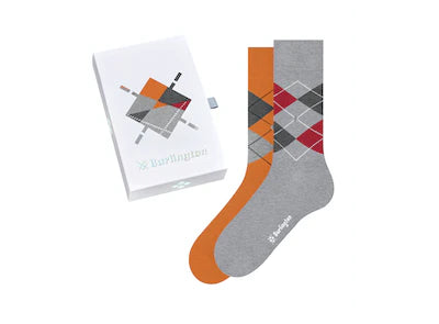 Billede af Burlington Basic Gift Box (2 par sokker), grå og orange