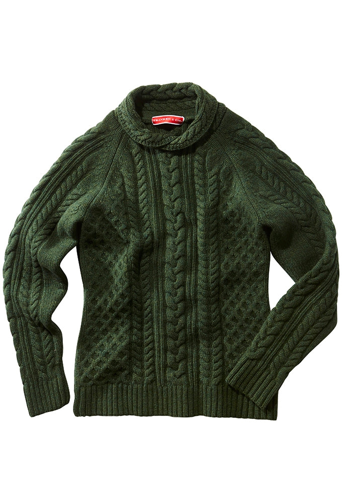 Billede af Franken & Cie Ladies Shawlcollar Sweater, grøn - 44 (XXL)