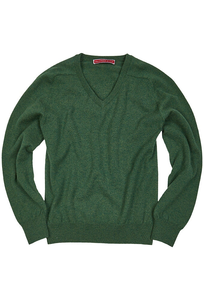 Franken & Cie Pullover V-hals, merinould, græsgrøn - 54 (XL)