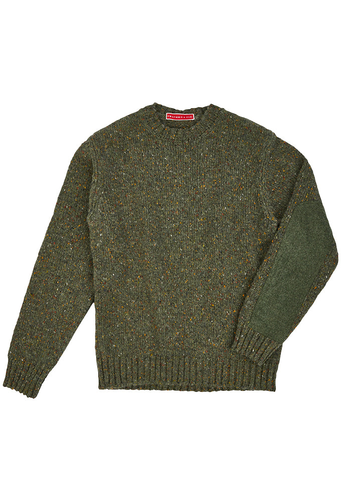 Franken & Cie Mens Kilcarra Pullover, olivengrøn donegal strik - 58 (3XL)