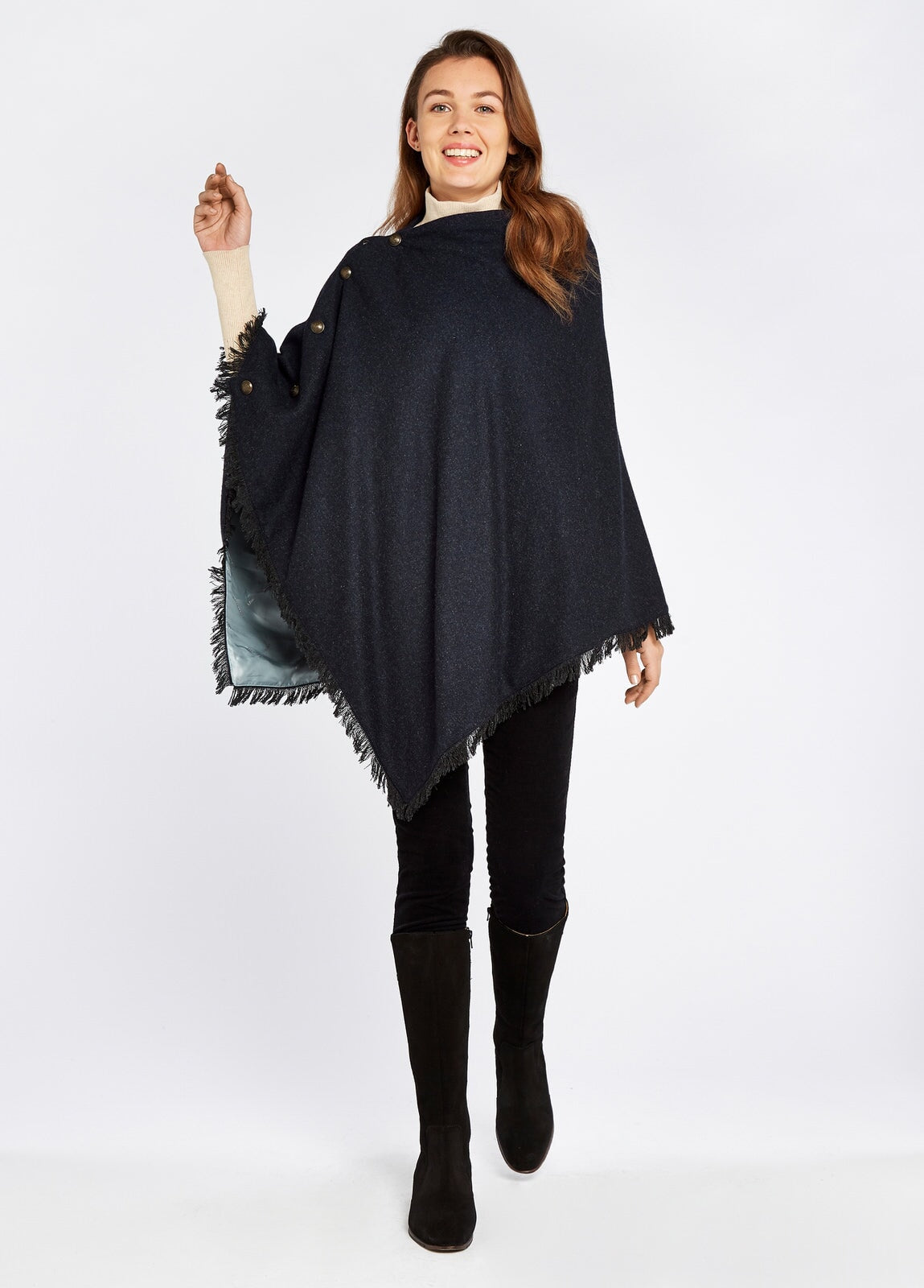 Billede af Hazelwood Tweed Poncho, navy marineblå