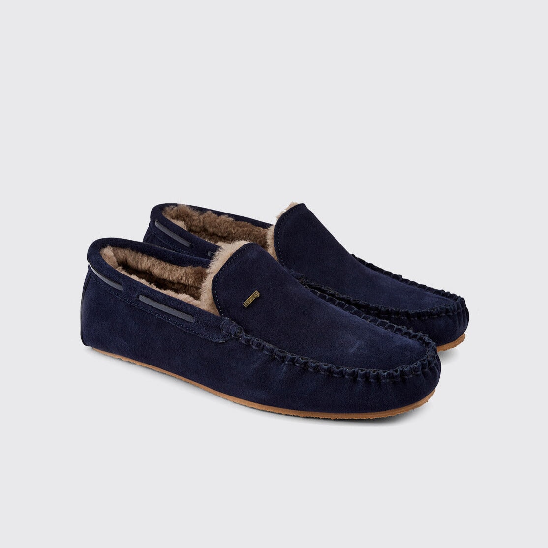 Se Ventry Moccasin Blue Slipper sutsko, ruskind, marineblå - 42 hos Godsejeren