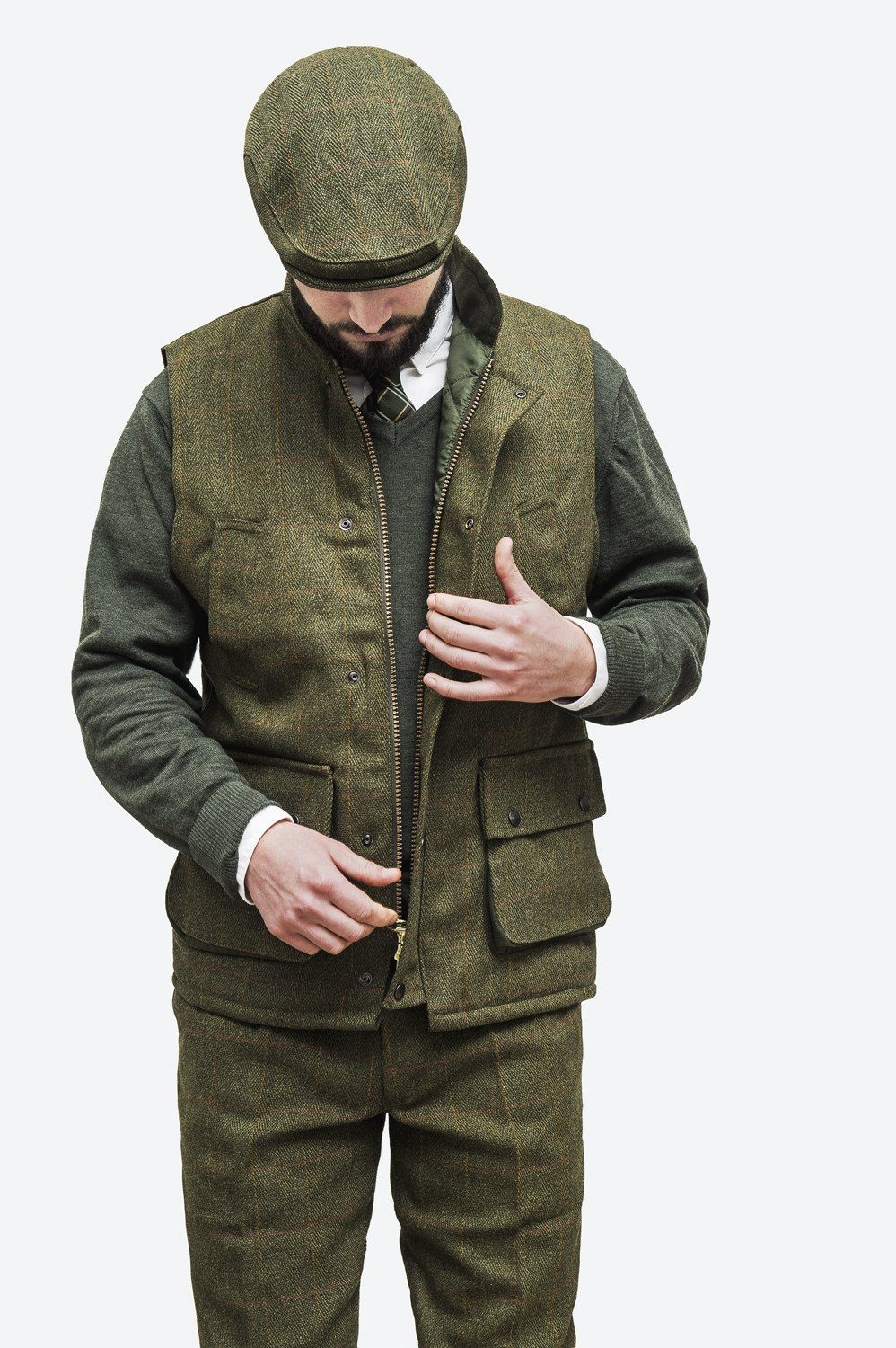 Barrington Tweed Country Waistcoat, vest, mørk grøn - XL