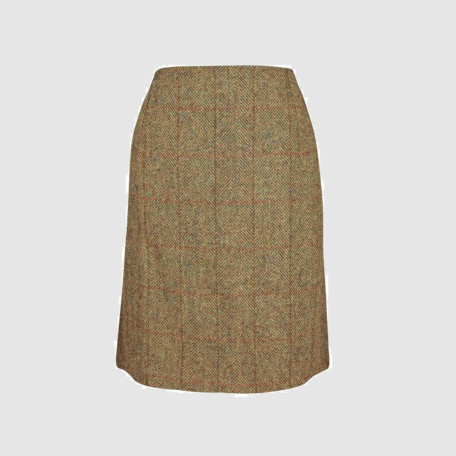 Se Effie Skirt nederdel Harris Tweed, mustard herringbone - 14 (L) hos Godsejeren