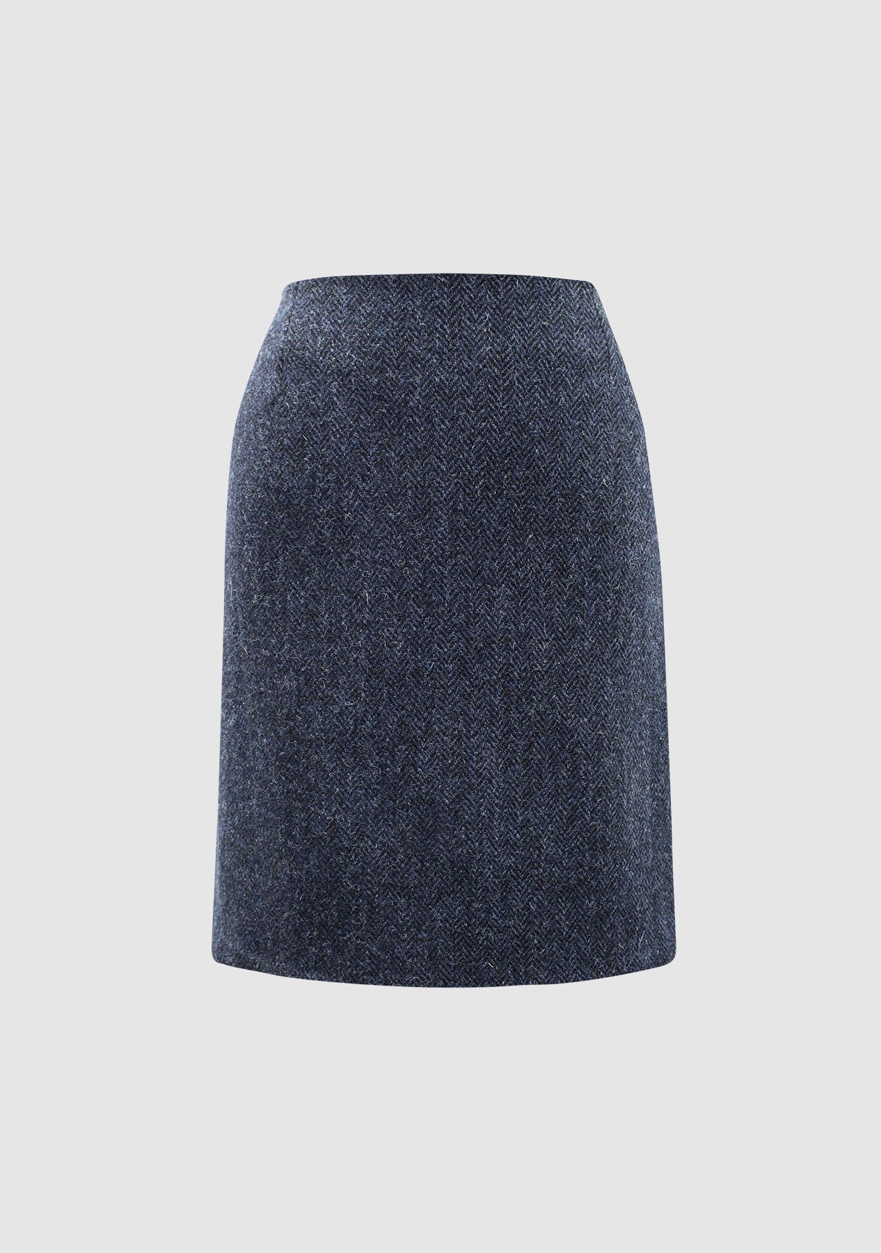 Se Effie Skirt nederdel Harris Tweed, marineblå herringbone - 12 (M) hos Godsejeren