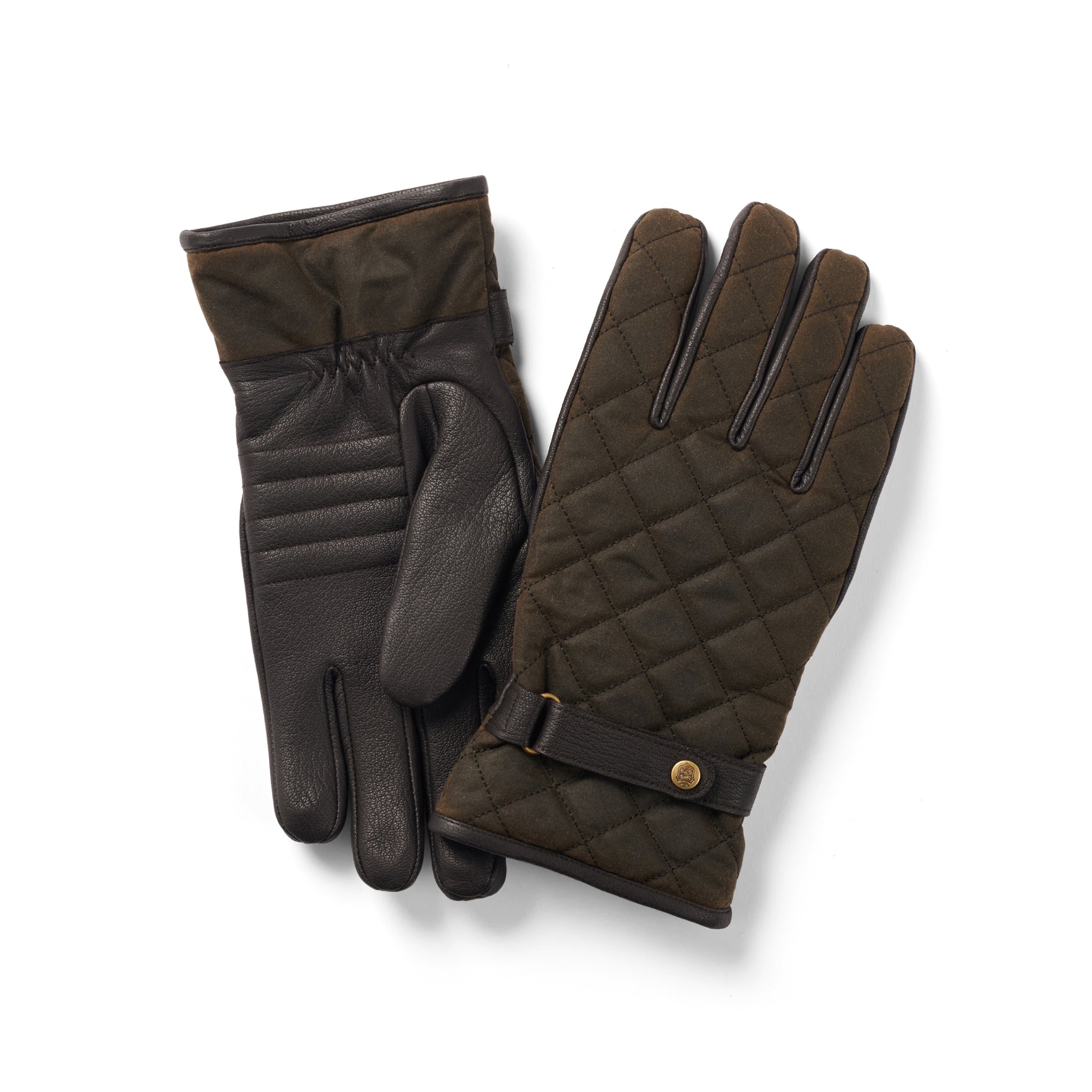 Se Handske Wax-Leather, oilskin/læder, oliven/brun - L hos Godsejeren