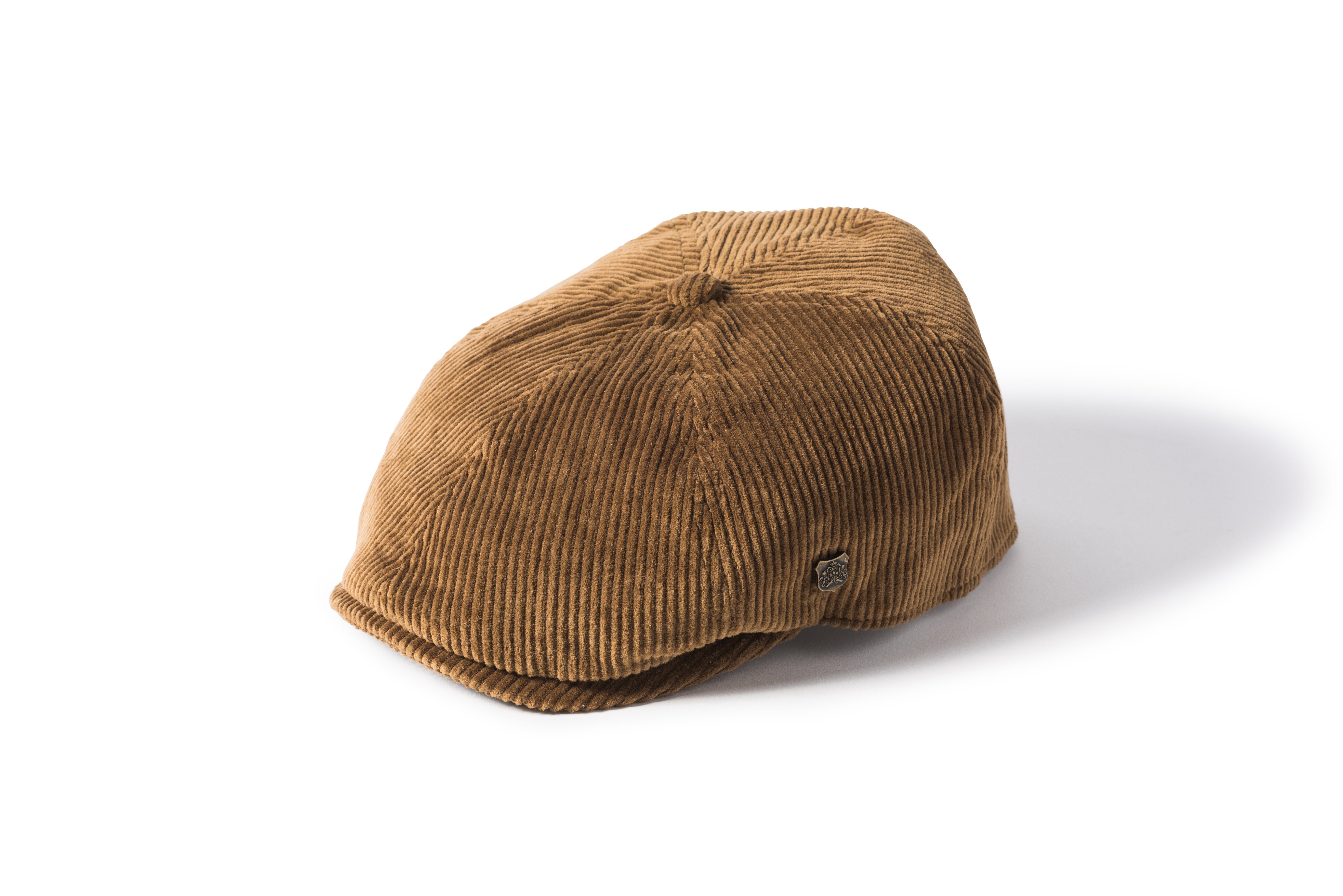 Hudson Cord Newsboy Hat - lys brun fløjl - 56 (small)