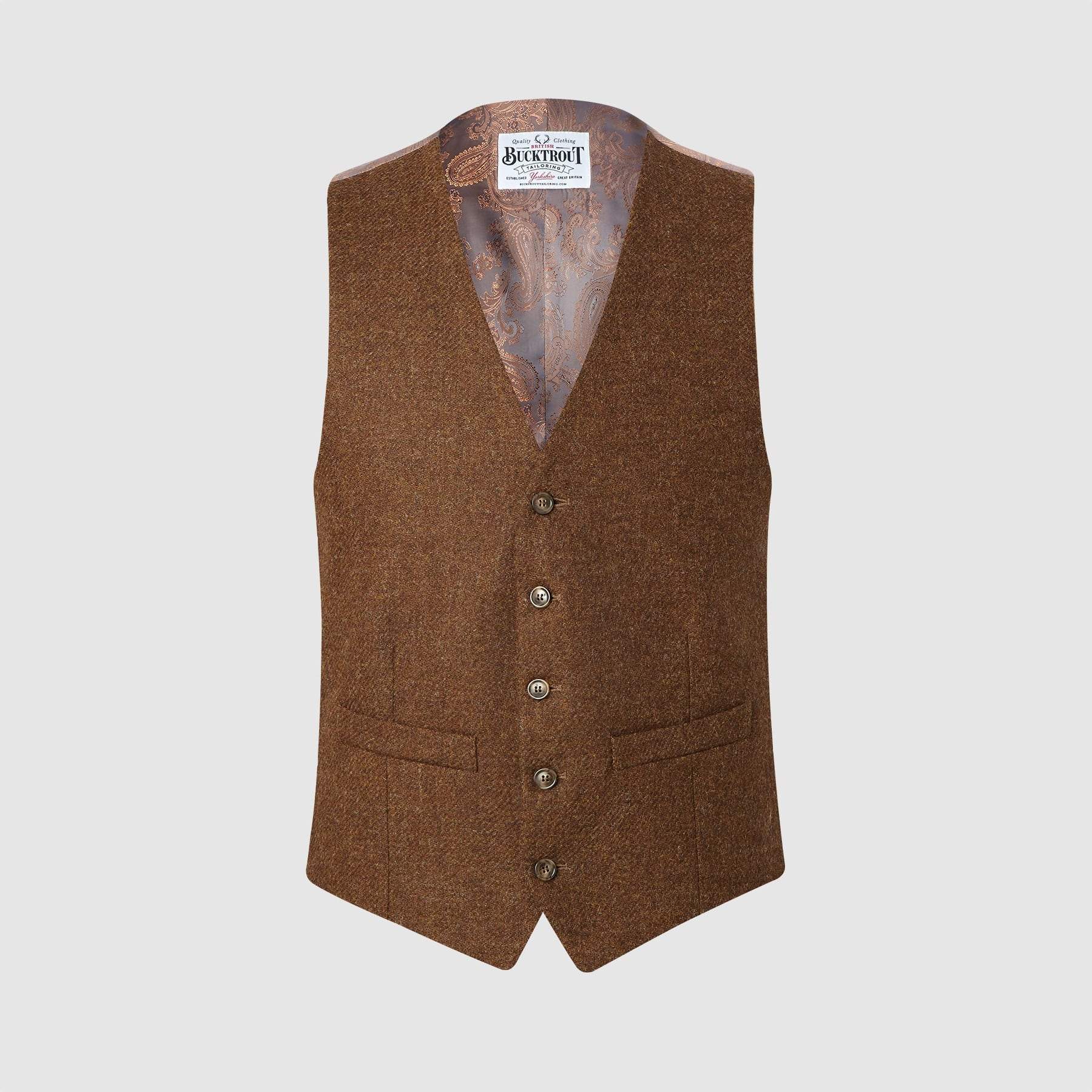 Se Iain vest, tobacco, Yorkshire Tweed - 52R UK hos Godsejeren