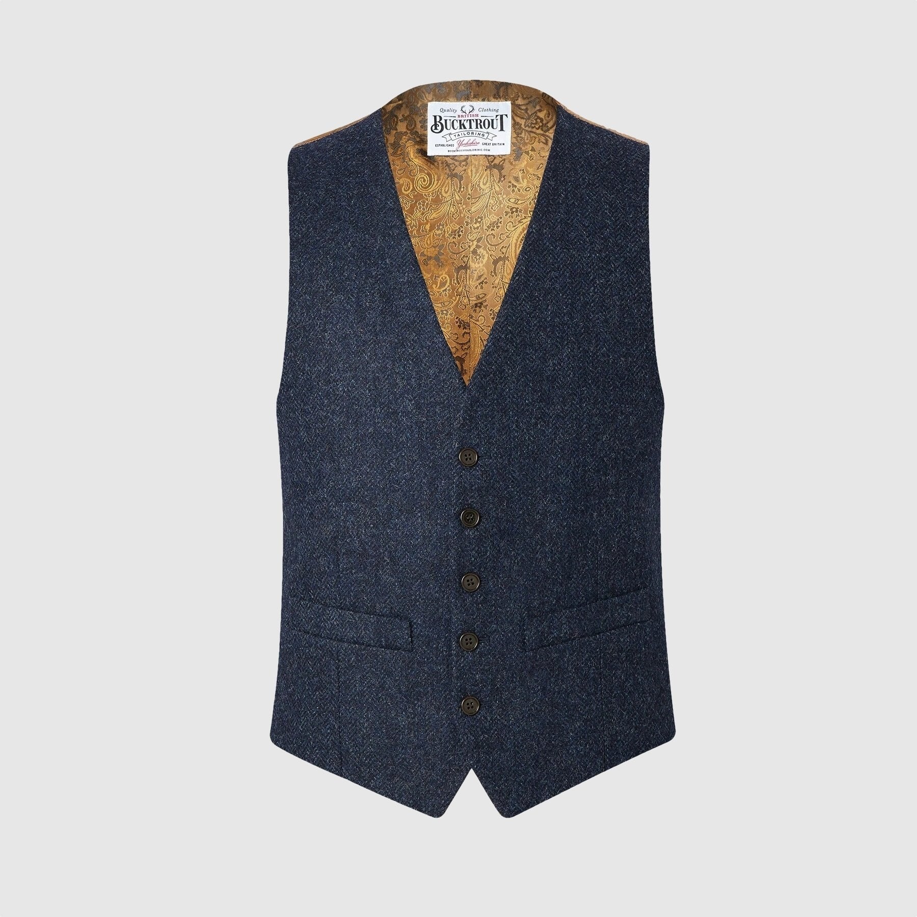 Se Iain vest, navy marineblå, Yorkshire Tweed - 46R UK hos Godsejeren